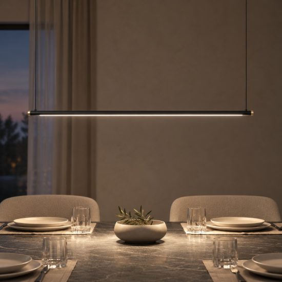 Lampadario a barra lineare per sala da pranzo contemporaneo nero oro led 22w cct 2700k 3300k 4000k