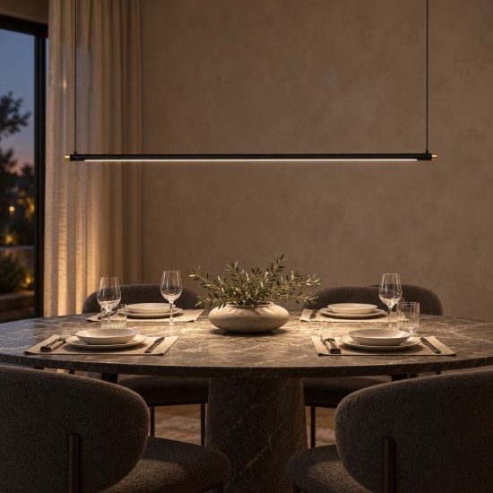 Lampadario a barra lineare per sala da pranzo contemporaneo nero oro led 22w cct 2700k 3300k 4000k