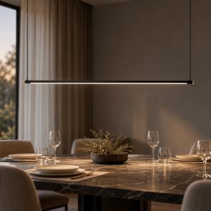 Lampadario a barra lineare per sala da pranzo contemporaneo nero oro led 24w cct 2700k 3300k 4000k