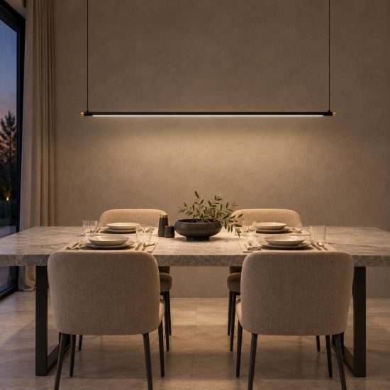 Lampadario a barra lineare per sala da pranzo contemporaneo nero oro led 24w cct 2700k 3300k 4000k