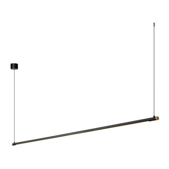Lampadario a barra lineare per sala da pranzo contemporaneo nero oro led 24w cct 2700k 3300k 4000k
