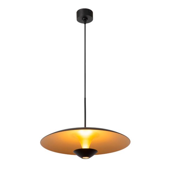 Lampadario a sospensione a disco per sala da pranzo contemporaneo nero oro led 12w 2700k