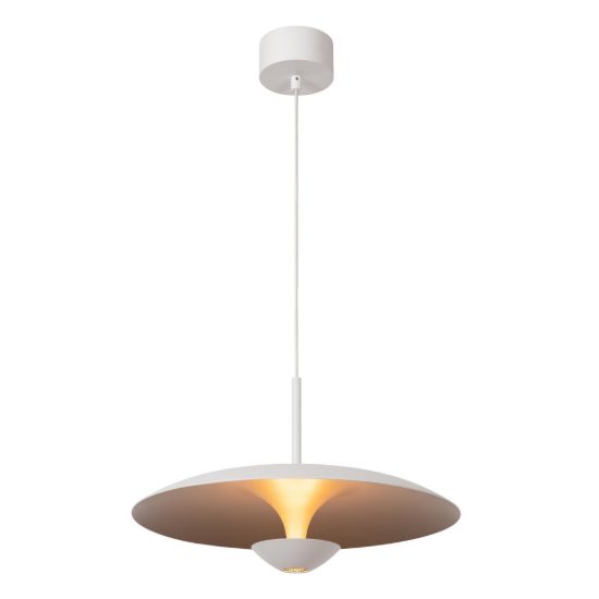 Lampadario a sospensione a disco per sala da pranzo contemporaneo bianco champagne led 12w 2700k