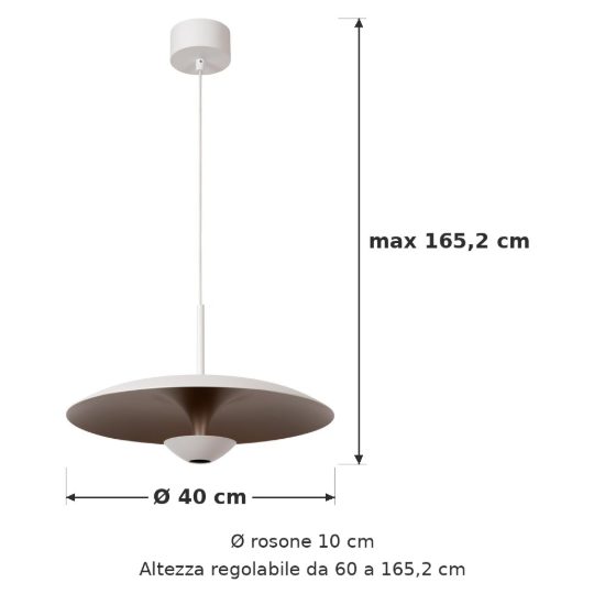 Lampadario a sospensione a disco per sala da pranzo contemporaneo bianco champagne led 12w 2700k