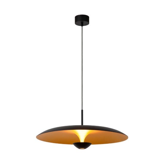 Lampadario a sospensione a disco per sala da pranzo contemporaneo nero oro led 16w 2700k