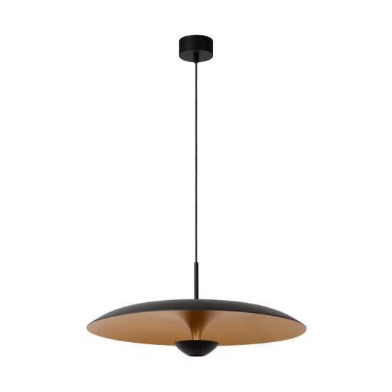 Lampadario a sospensione a disco per sala da pranzo contemporaneo nero oro led 16w 2700k