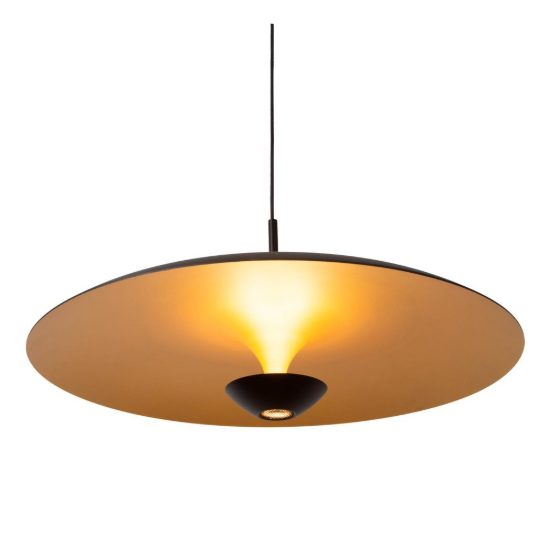 Lampadario a sospensione a disco per sala da pranzo contemporaneo nero oro led 16w 2700k