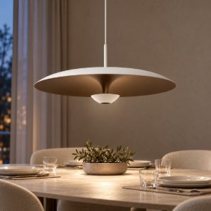 Lampadario a sospensione a disco per sala da pranzo contemporaneo bianco champagne led 16w 2700k