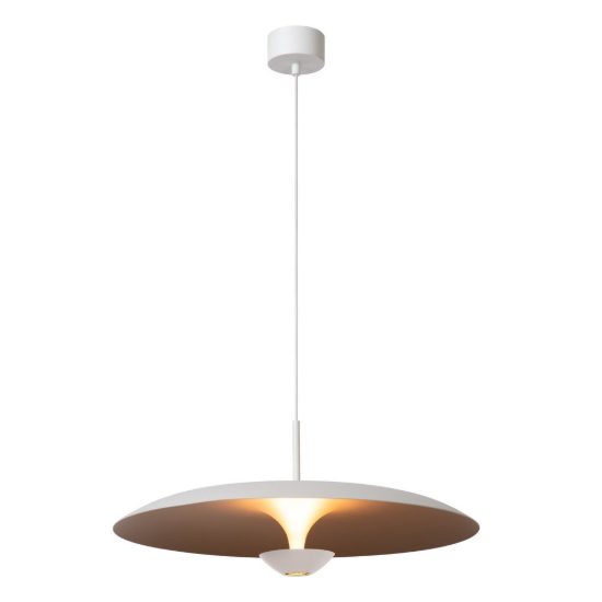 Lampadario a sospensione a disco per sala da pranzo contemporaneo bianco champagne led 16w 2700k