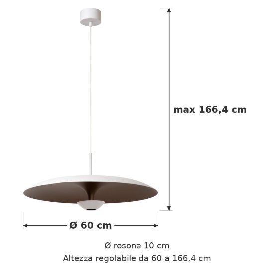 Lampadario a sospensione a disco per sala da pranzo contemporaneo bianco champagne led 16w 2700k