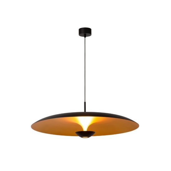 Lampadario a sospensione a disco per sala da pranzo contemporaneo nero oro led 22w 2700k