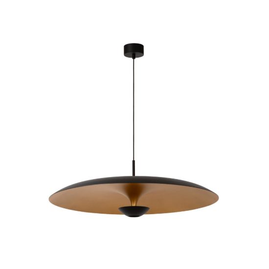 Lampadario a sospensione a disco per sala da pranzo contemporaneo nero oro led 22w 2700k