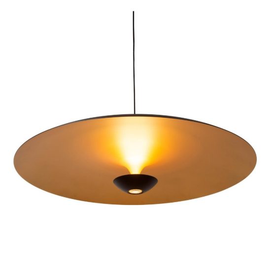 Lampadario a sospensione a disco per sala da pranzo contemporaneo nero oro led 22w 2700k