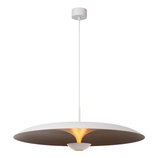 Lampadario a sospensione a disco per sala da pranzo contemporaneo bianco champagne led 22w 2700k