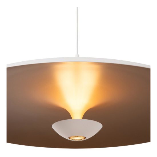 Lampadario a sospensione a disco per sala da pranzo contemporaneo bianco champagne led 22w 2700k