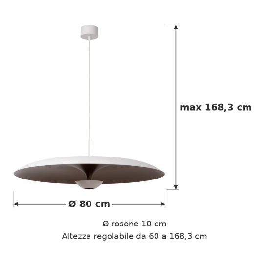 Lampadario a sospensione a disco per sala da pranzo contemporaneo bianco champagne led 22w 2700k