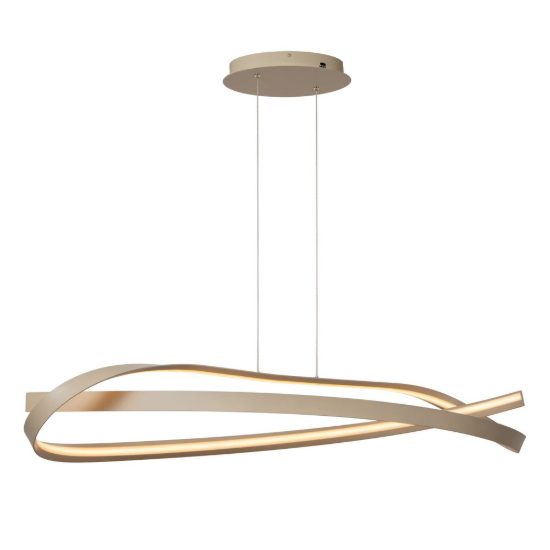 Lampadario a sospensione a onda per soggiorno moderno tortora led 46w cct 2200k 2700k 3000k