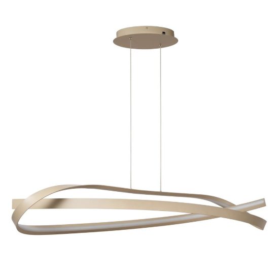 Lampadario a sospensione a onda per soggiorno moderno tortora led 46w cct 2200k 2700k 3000k