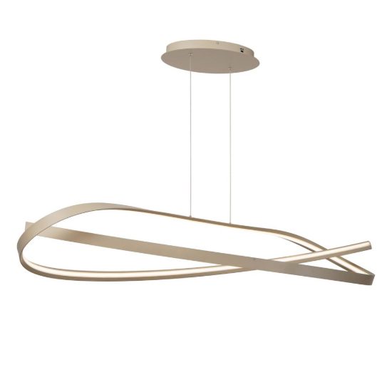 Lampadario a sospensione a onda per soggiorno moderno tortora led 58w cct 2200k 2700k 3000k
