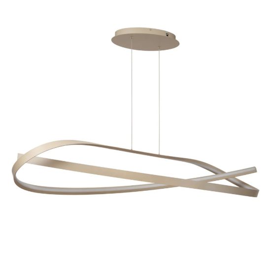 Lampadario a sospensione a onda per soggiorno moderno tortora led 58w cct 2200k 2700k 3000k