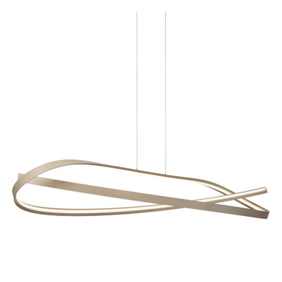 Lampadario a sospensione a onda per soggiorno moderno tortora led 58w cct 2200k 2700k 3000k