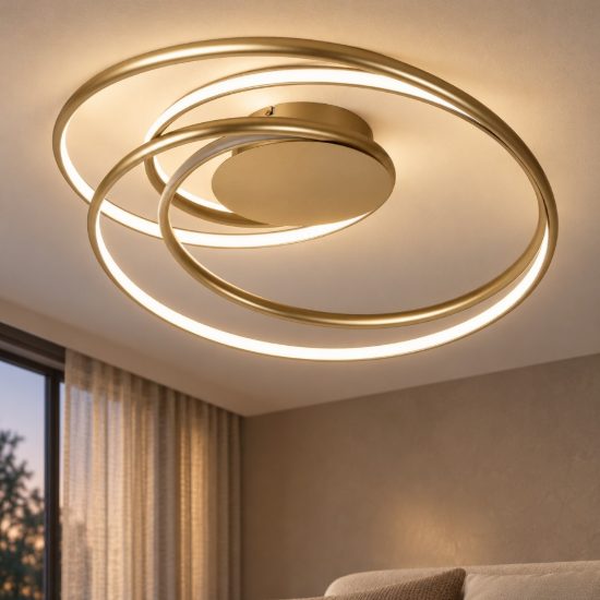 Plafoniera a spirale per soggiorno contemporanea oro led 54w 2700k