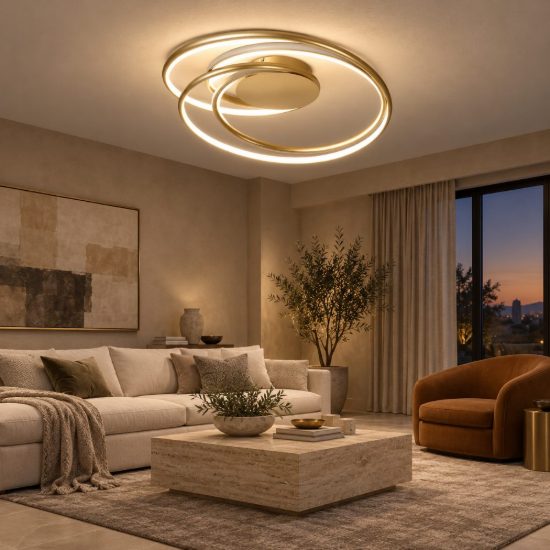 Plafoniera a spirale per soggiorno contemporanea oro led 54w 2700k