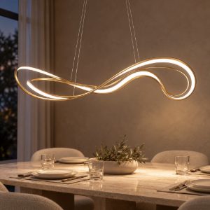 Lampadario a sospensione a onda per sala da pranzo contemporaneo oro led 54w 2700k