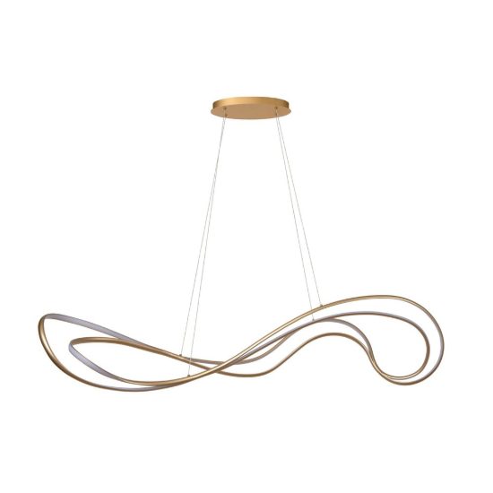 Lampadario a sospensione a onda per sala da pranzo contemporaneo oro led 54w 2700k