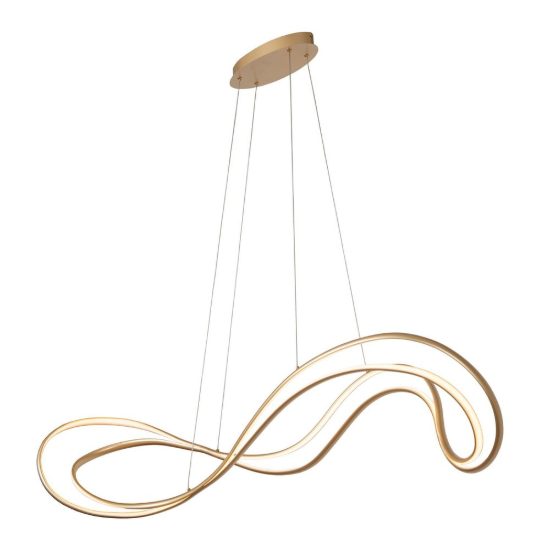 Lampadario a sospensione a onda per sala da pranzo contemporaneo oro led 54w 2700k