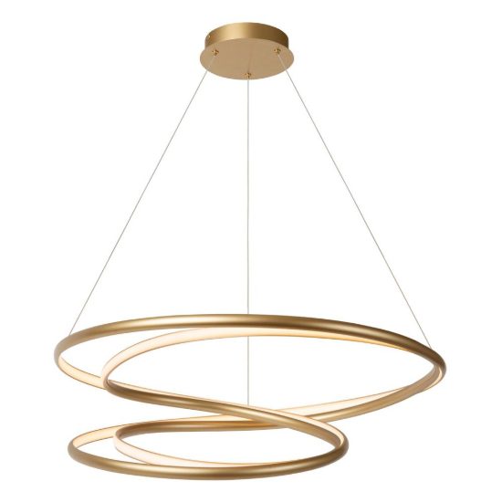 Lampadario a sospensione a spirale per sala da pranzo contemporaneo oro led 74w 2700k