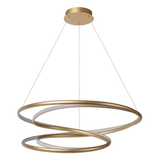 Lampadario a sospensione a spirale per sala da pranzo contemporaneo oro led 74w 2700k
