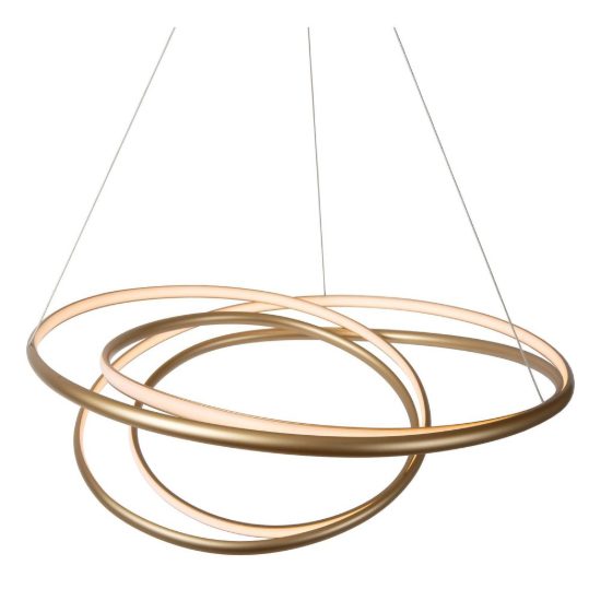 Lampadario a sospensione a spirale per sala da pranzo contemporaneo oro led 74w 2700k