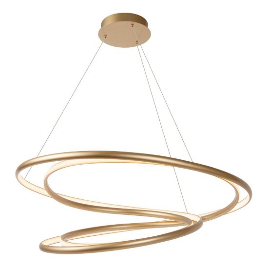 Lampadario a sospensione a spirale per sala da pranzo contemporaneo oro led 74w 2700k