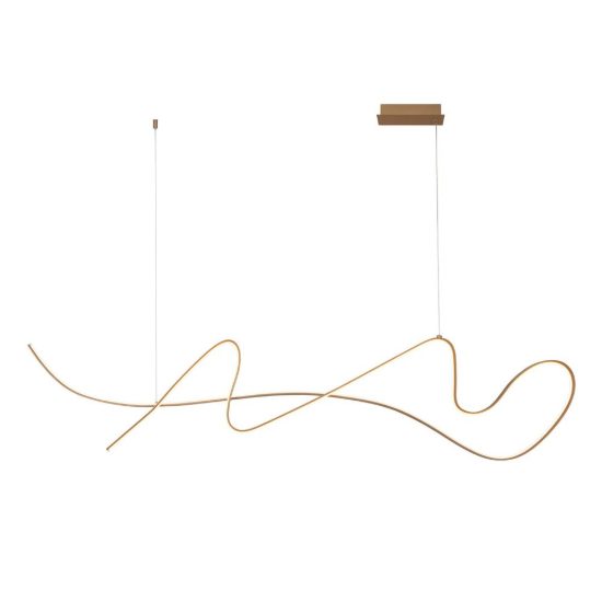 Lampadario a sospensione a onda per sala da pranzo contemporaneo champagne led 47w 2700k