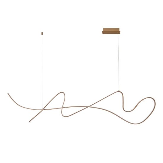 Lampadario a sospensione a onda per sala da pranzo contemporaneo champagne led 47w 2700k