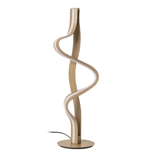 Lampada da tavolo a onda per soggiorno contemporanea champagne led 19w 2700k touch dimmer