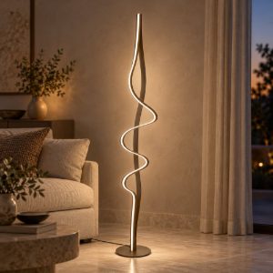 Piantana a onda per soggiorno contemporanea oro led 38w 2700k dimmerabile