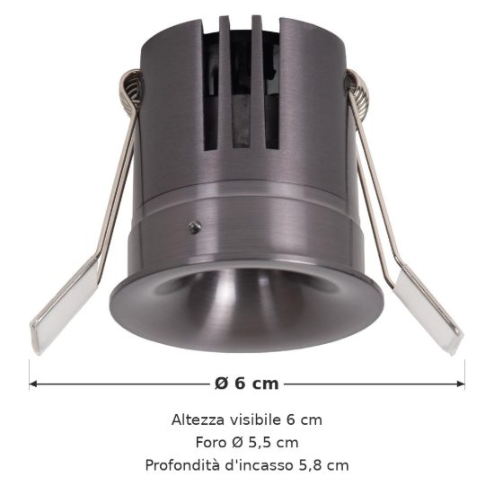 Faretto da incasso per cartongesso rotondo canna di fucile led 8w cct 2700k 3300k 4000k