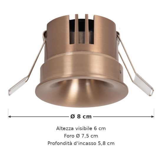 Faretto da incasso per cartongesso rotondo champagne led 12w cct 2700k 3300k 4000k
