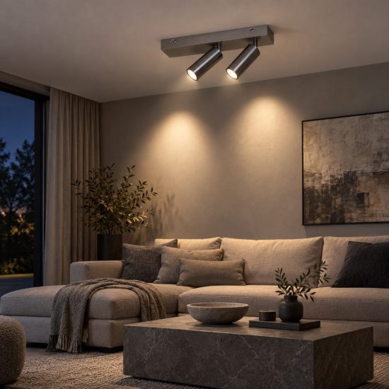 Plafoniera con 2 faretti orientabili moderna canna di fucile led 16w cct 2700k 4000k smart