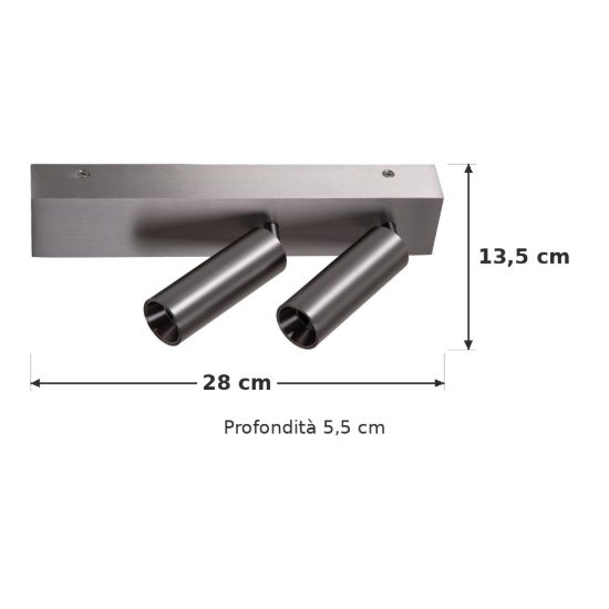 Plafoniera con 2 faretti orientabili moderna canna di fucile led 16w cct 2700k 4000k smart