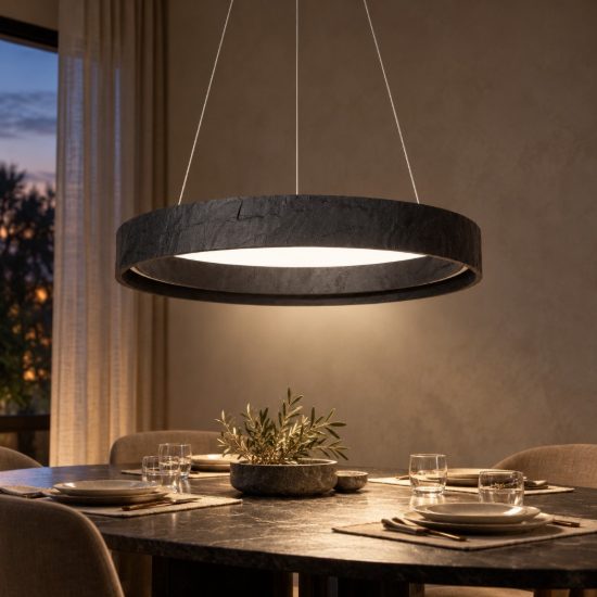 Lampadario ad anello per soggiorno moderno nero led 36w cct 2200k 2700k 3300k