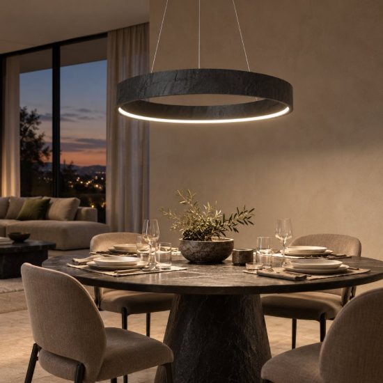 Lampadario ad anello per soggiorno moderno nero led 36w cct 2200k 2700k 3300k