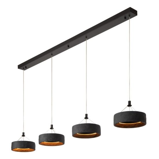 Lampadario ad anello per soggiorno moderno nero led 36w cct 2200k 2700k 3300k