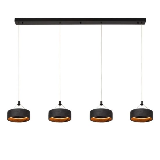 Lampadario con 4 pendenti lineare per soggiorno moderno nero led 40w cct 2200k 2700k 3300k