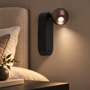 Applique per comodino camera da letto moderna grigio ferro led 6w cct 2700k 4000k