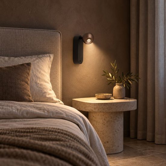 Applique per comodino camera da letto moderna grigio ferro led 6w cct 2700k 4000k