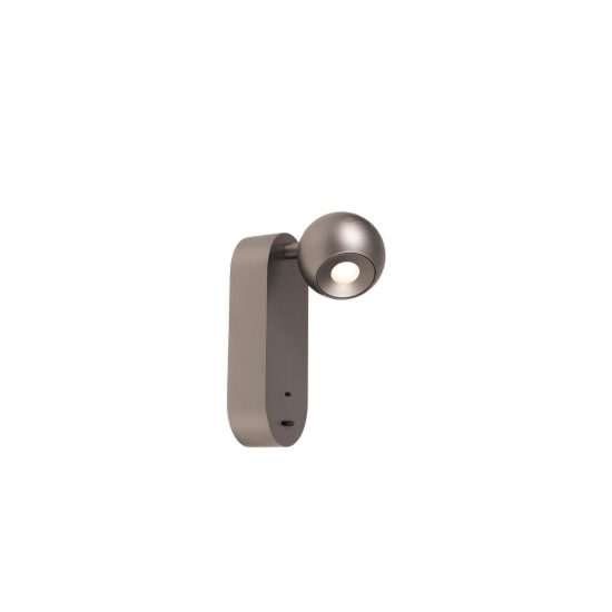 Applique per comodino camera da letto moderna grigio ferro led 6w cct 2700k 4000k