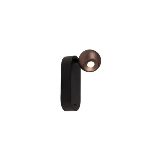 Applique per comodino camera da letto moderna caffe nero led 6w cct 2700k 4000k